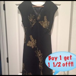 Jones New York Black Ankle Floral Print Dress